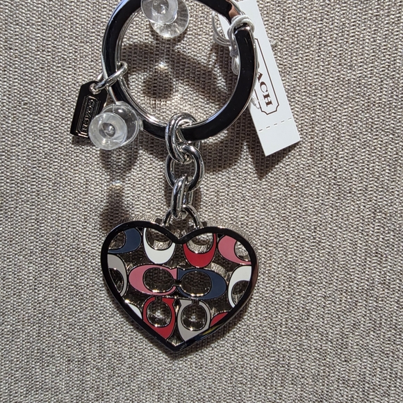 Coach Accessories - Coach Multicolor Enamel Cutout Signature Heart Keychain NEW